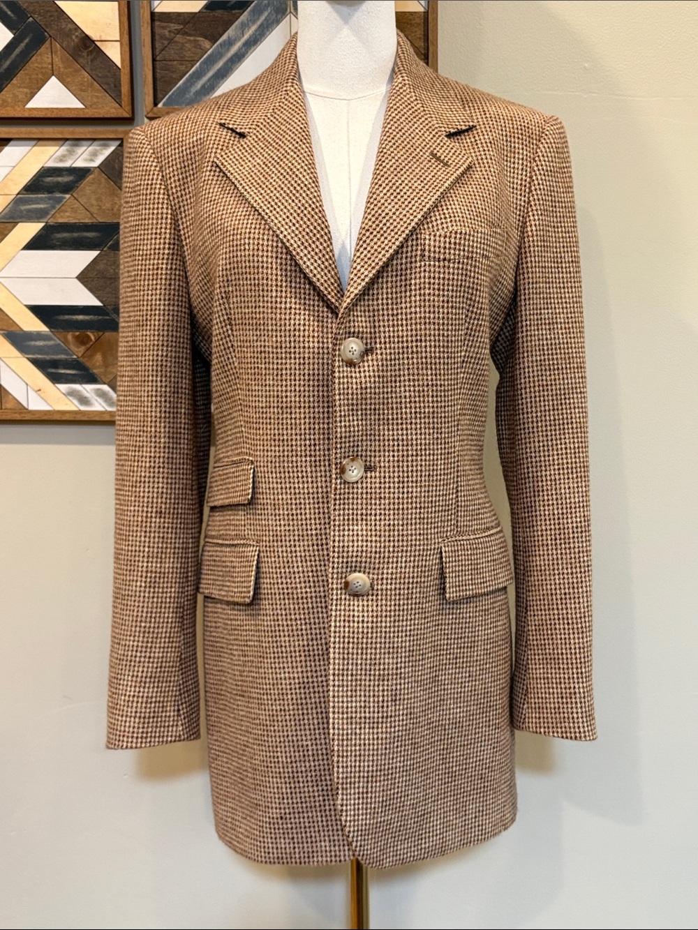 Vintage Ralph Lauren 80s Wool Tweed Long Blazer Jacket size 8 *As-Is*